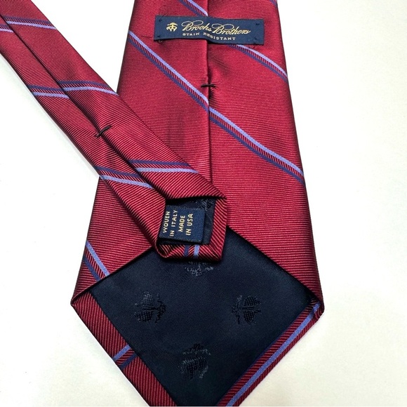 Mens Tie Brooks Brothers Stain Resistant Silk Necktie Woven Italy Made USA - Picture 4 of 8